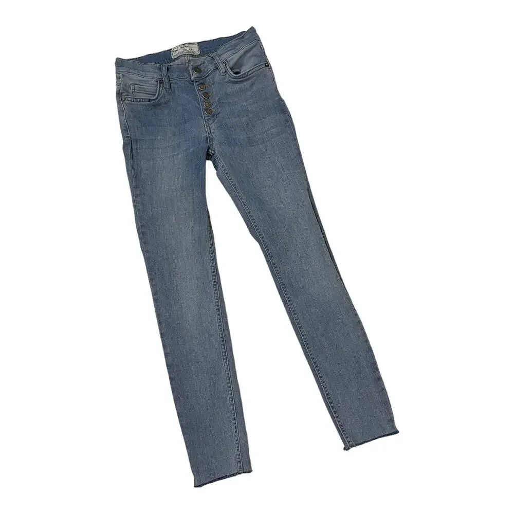 Free People Reagan Raw Hem Skinny Jeans - Blue - 26